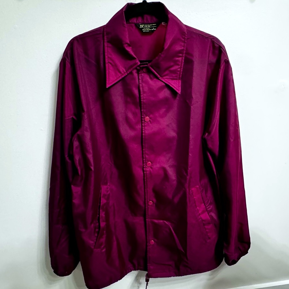Vintage 70’s JCPenney Windbreaker Coaches Jacket — His Tall Maroon 100%  nylon - Picture 3 of 6